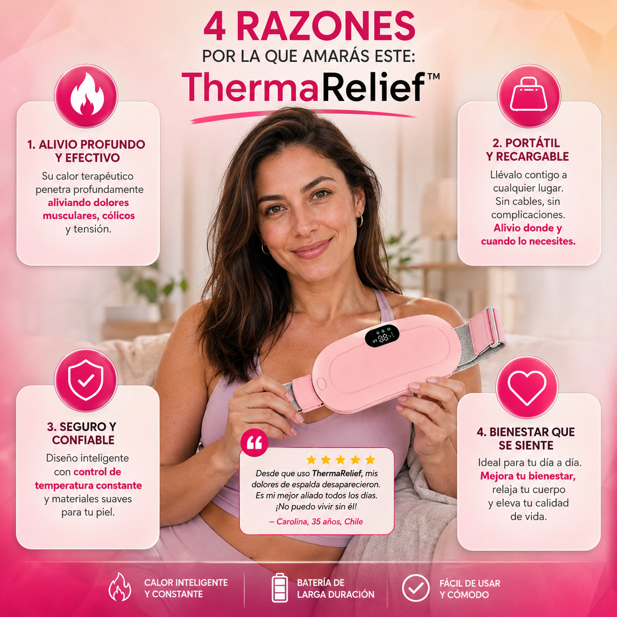 ThermaRelief™ — Calor Inteligente, Masaje Vibrante & Alivio Instantáneo del Dolor