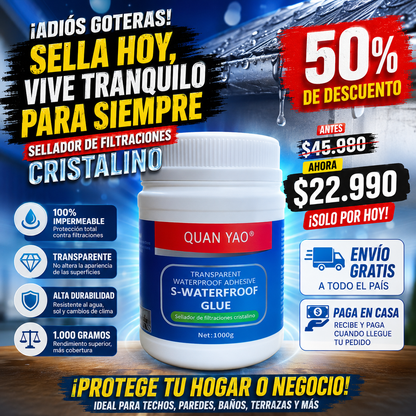 HydroFix™ — Sellador Adhesivo Impermeable Cristal, Protección Permanente Contra Goteras