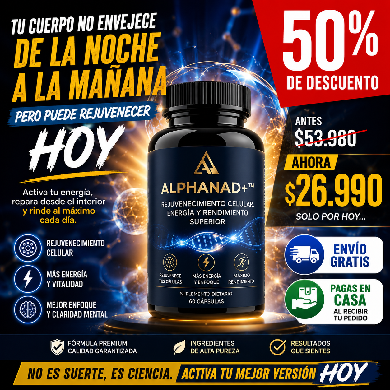 AlphaNAD+™ - Rejuvenecimiento Celular, Energía y Rendimiento Superior